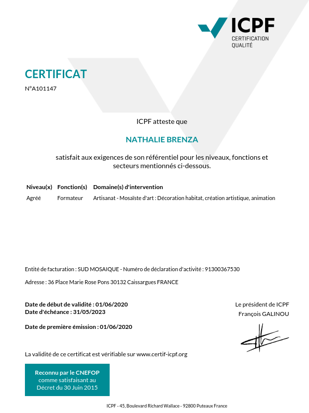 certificat ICPF PSI JUIN 2020